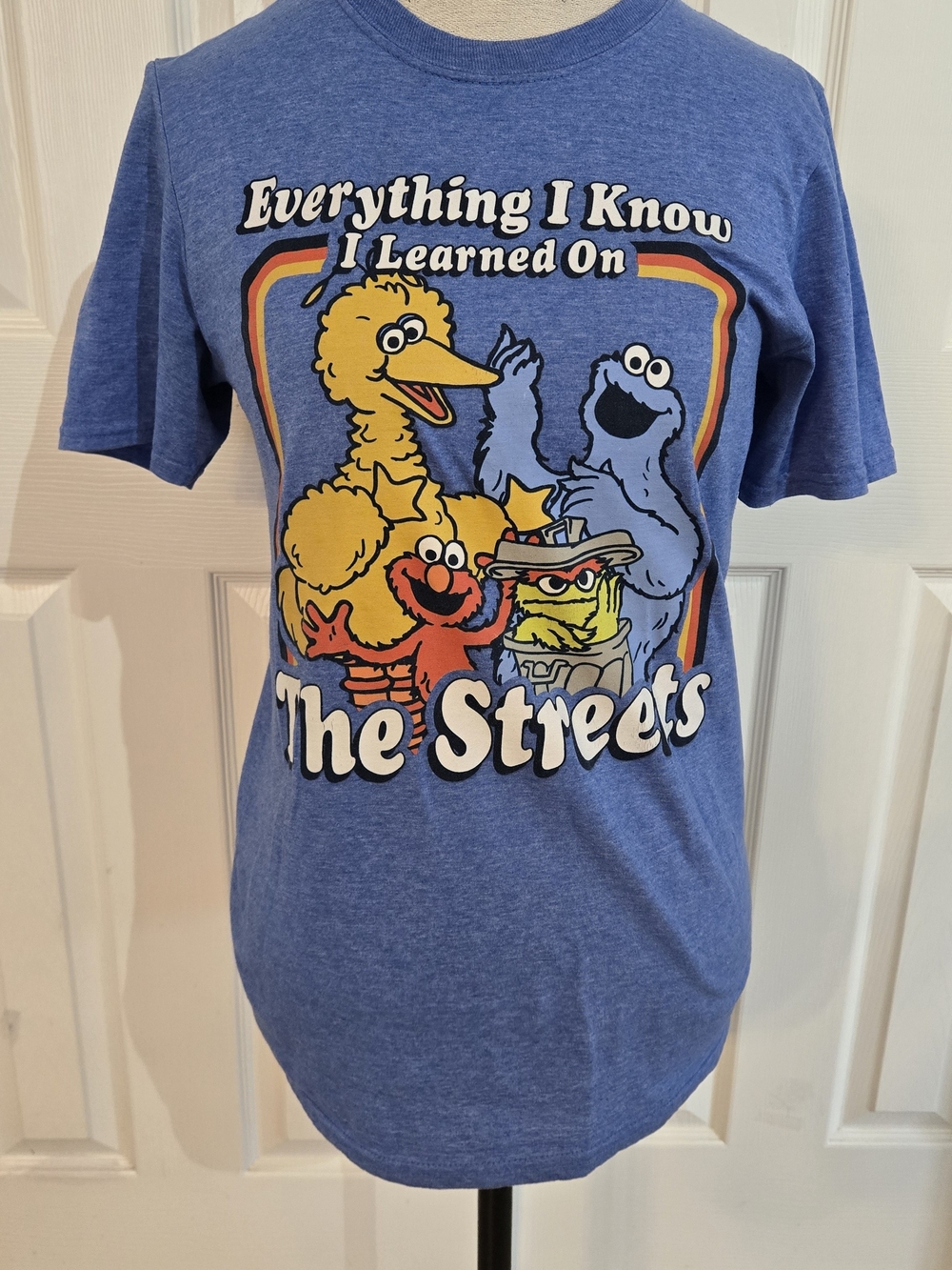 Sesame Street Blue Graphic Tee with Big Bird, Cookie Monster & Friends
